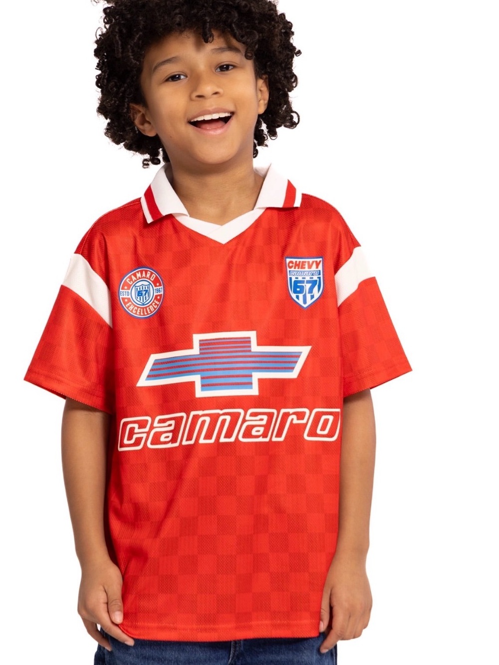 GM Chevrolet Camaro Boys Size S 6/7 Red Racing Jersey Shirt NWT